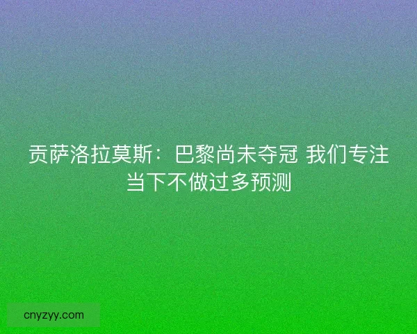 贡萨洛拉莫斯：巴黎尚未夺冠 我们专注当下不做过多预测