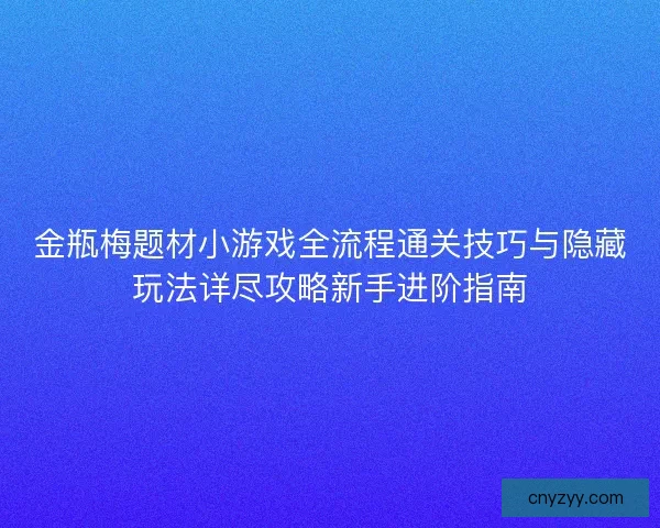 金瓶梅题材小游戏全流程通关技巧与隐藏玩法详尽攻略新手进阶指南
